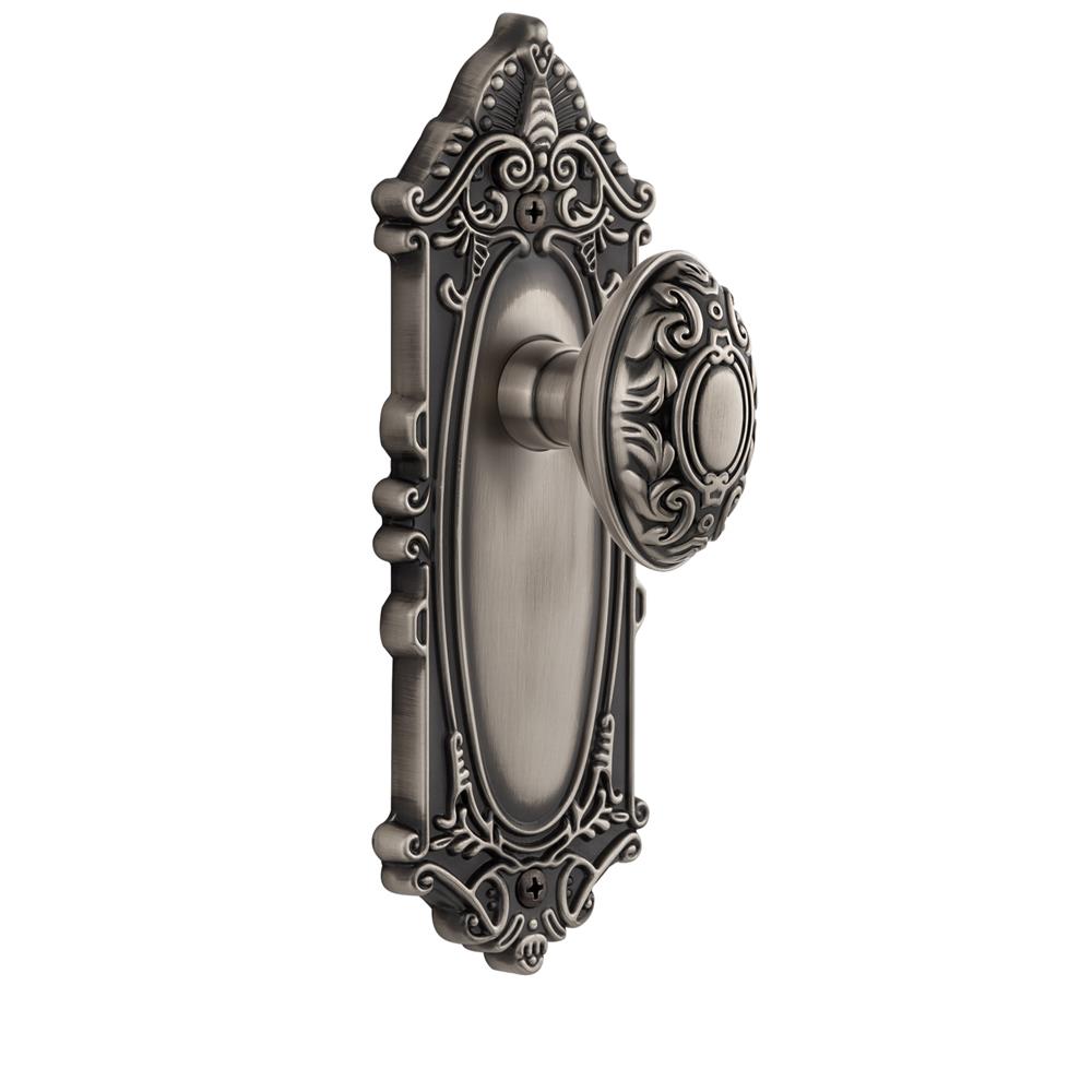 Grandeur by Nostalgic Warehouse GVCGVC Privacy Knob - Grande Victorian Plate with Grande Victorian Knob in Antique Pewter